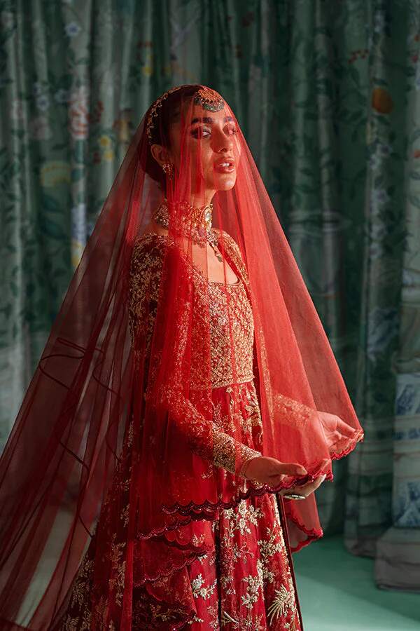 Red Bridal Dress Pakistani Angrakha Lehenga Wedding Outfit