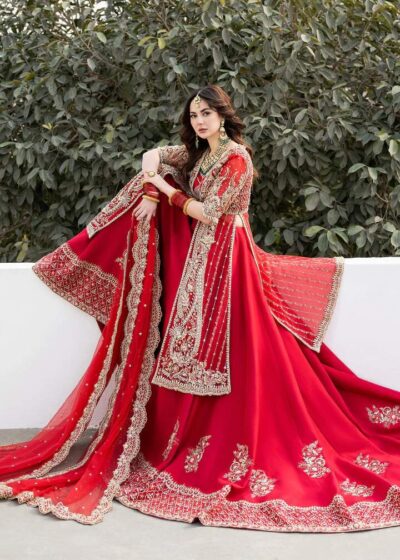 Pakistani Bridal Dress Red Farshi Lehenga Style Wedding Outfit