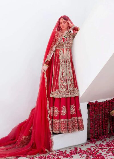 Pakistani Bridal Dress Red Farshi Lehenga Style Wedding Outfit