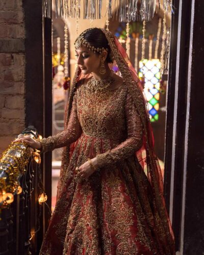 Pakistani Bridal Dress Red Pishwas Gown And Lehenga Style