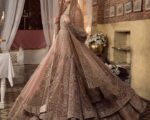 Embroidered Gold Lehenga And Maxi Outfit For Pakistani Bridal