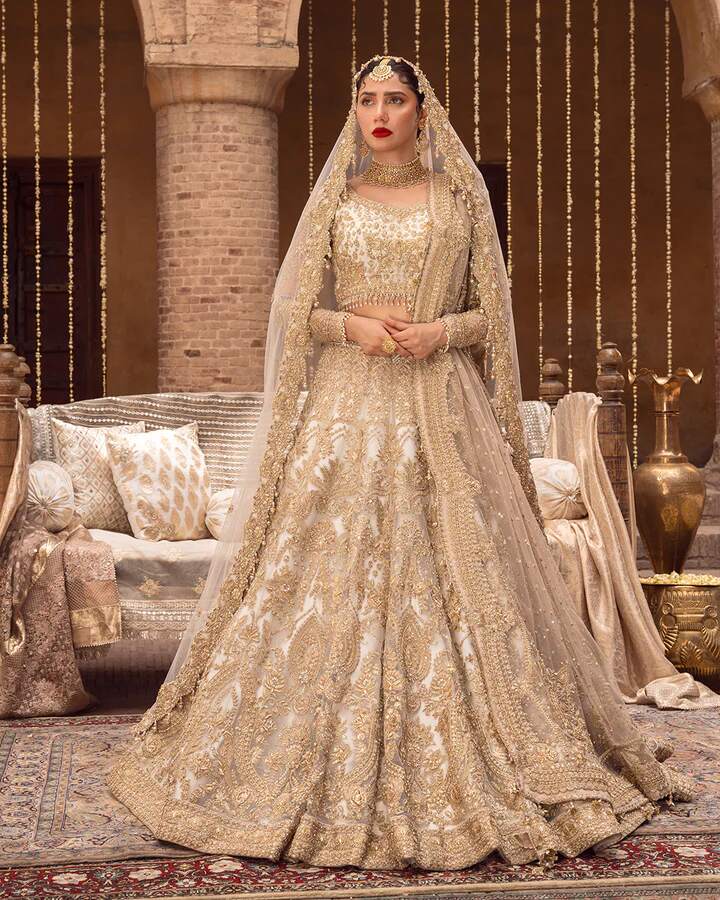 Gold Lehenga Choli Pakistani Bridal Dress Nameera Bridal