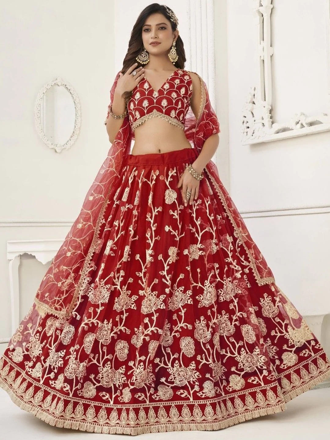 Bridal Dress Butterfly Net Lehenga Choli Indian Wedding Outfit