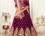 Purple Velvet Weaved Lehenga Choli