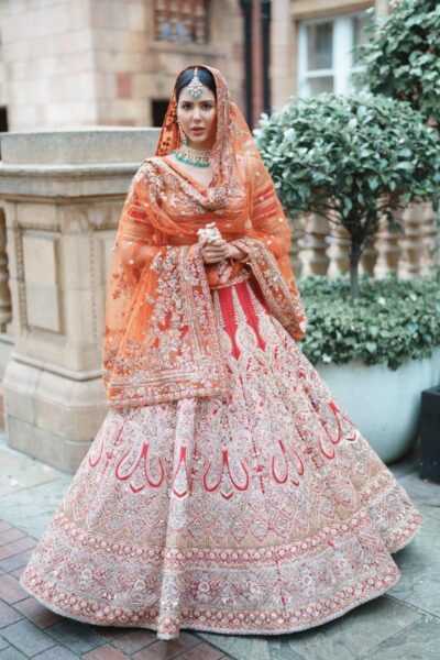 Carmine Rajasthani Bridal Dress