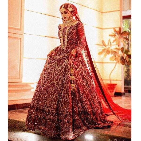 Pakistani Traditional Red Bridal Lehenga Maxi Bridal Dress Nameera Bridal