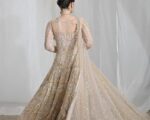 Pakistani Embellished Bridal Dress In Open Gown Lehenga Style