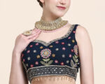 Prussian Blue Georgette Wedding Lehenga Choli