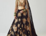 Decorated Dark Lehenga With Choli And Dupatta Dress