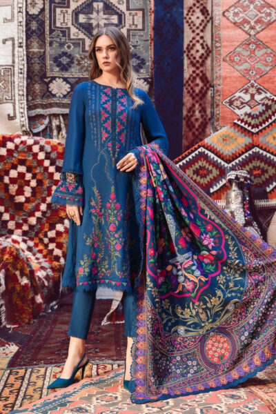 Blue Salwar Kameez With Floral Dupatta