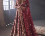 Pakistani Embellished Farshi Raw Silk Lehenga Gown Bridal Dress