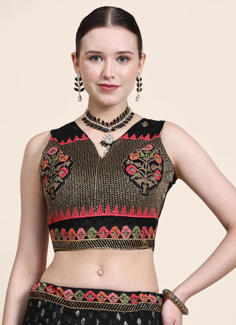 Dark Net Wedding Lehenga Ensemble