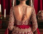 Traditional Pakistani Red Embroidered Pishwas Lehenga Outfit