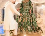 Pakistani Designer Emerald Green Maxi Lehenga Bridal Dress