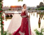 Pakistani Bridal Dress Red Long Tail Farshi Lehenga Outfit