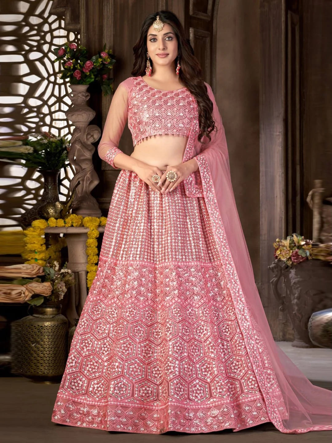 Weaved NET LEHENGA CHOLI