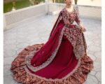 Pakistani Bridal Dress Red Long Tail Farshi Lehenga Outfit