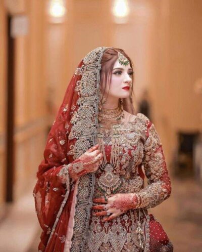 Traditional Embroidered Red Maxi Lehenga Pakistani Bridal Dress