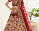 Red Velvet Weaved Marriage Lehenga Choli