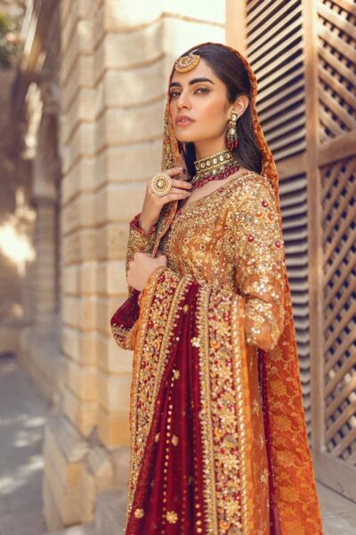 Pakistani Wedding Dress Red Golden Kameez Lehenga Outfit