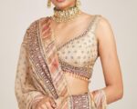 Indian Bridal Beige Blossom Silk Lehenga