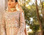 Pakistani Bridal Rose Pink Front Open Kalidar Pishwas Dress