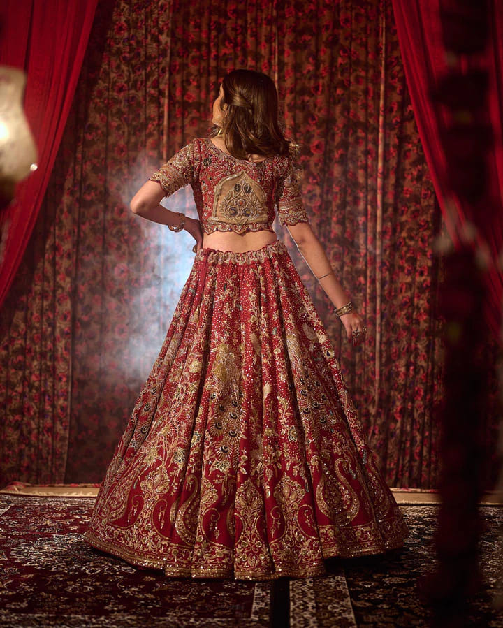 Indian Marriage Red Lehenga Choli Dupatta For Wedding