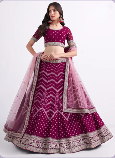 Indian Wedding Wine Georgette Lehenga Choli