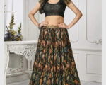 Multicolored Silk Floral Print Lehenga Choli