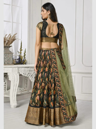 Multicolored Silk Floral Print Lehenga Choli - Image 4