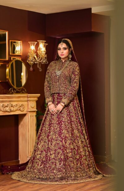 Traditional Maroon Lehenga Choli Bridal Dress Wedding Outfit