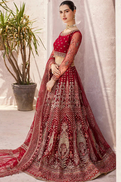 Indian Bridal Dress Red Lehenga Choli And Dupatta Outfit