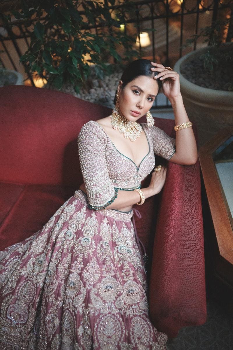 Traditional Mauve-colored Lehenga