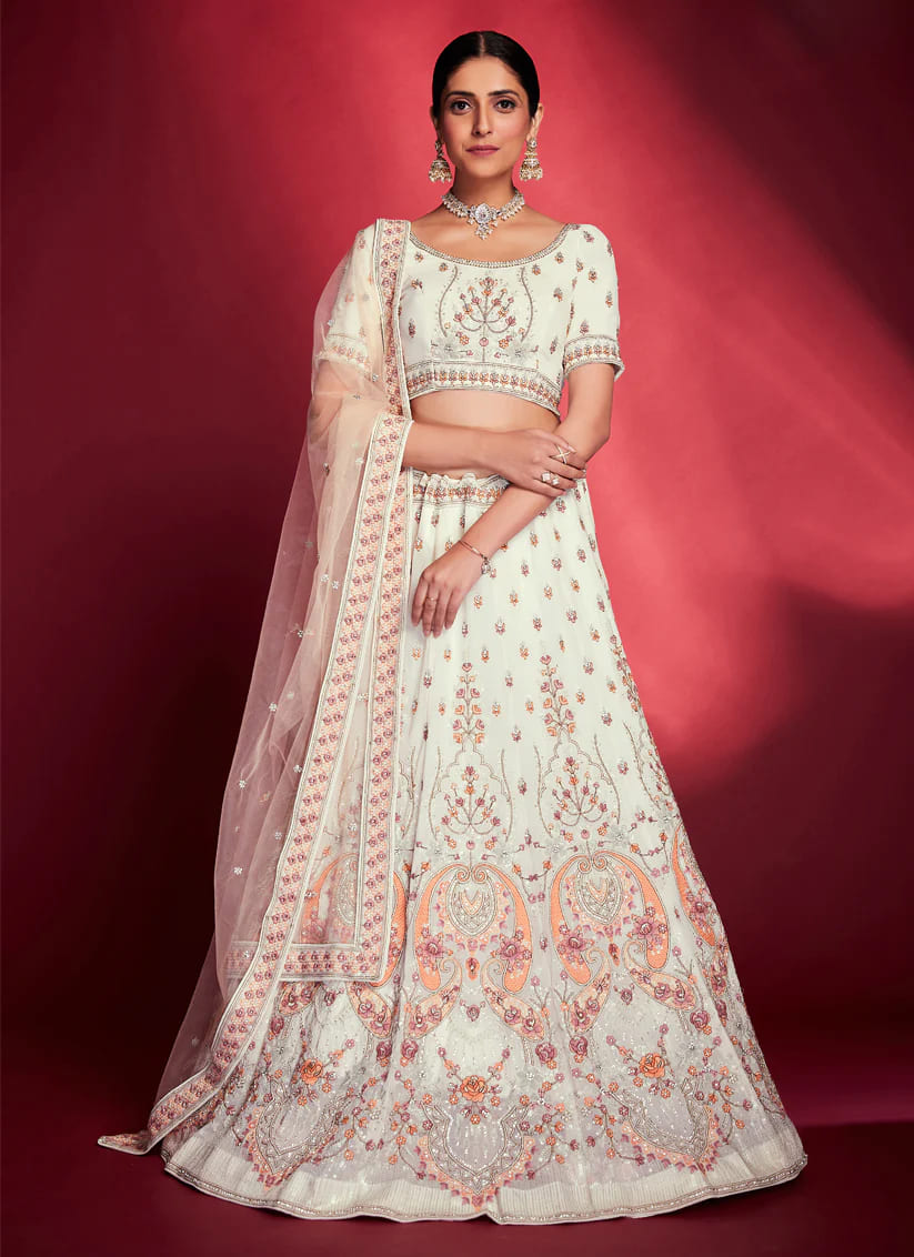 White Georgette Originator Lehenga Choli