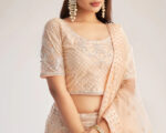 Peach Net Weaved Wedding Lehenga Choli 1