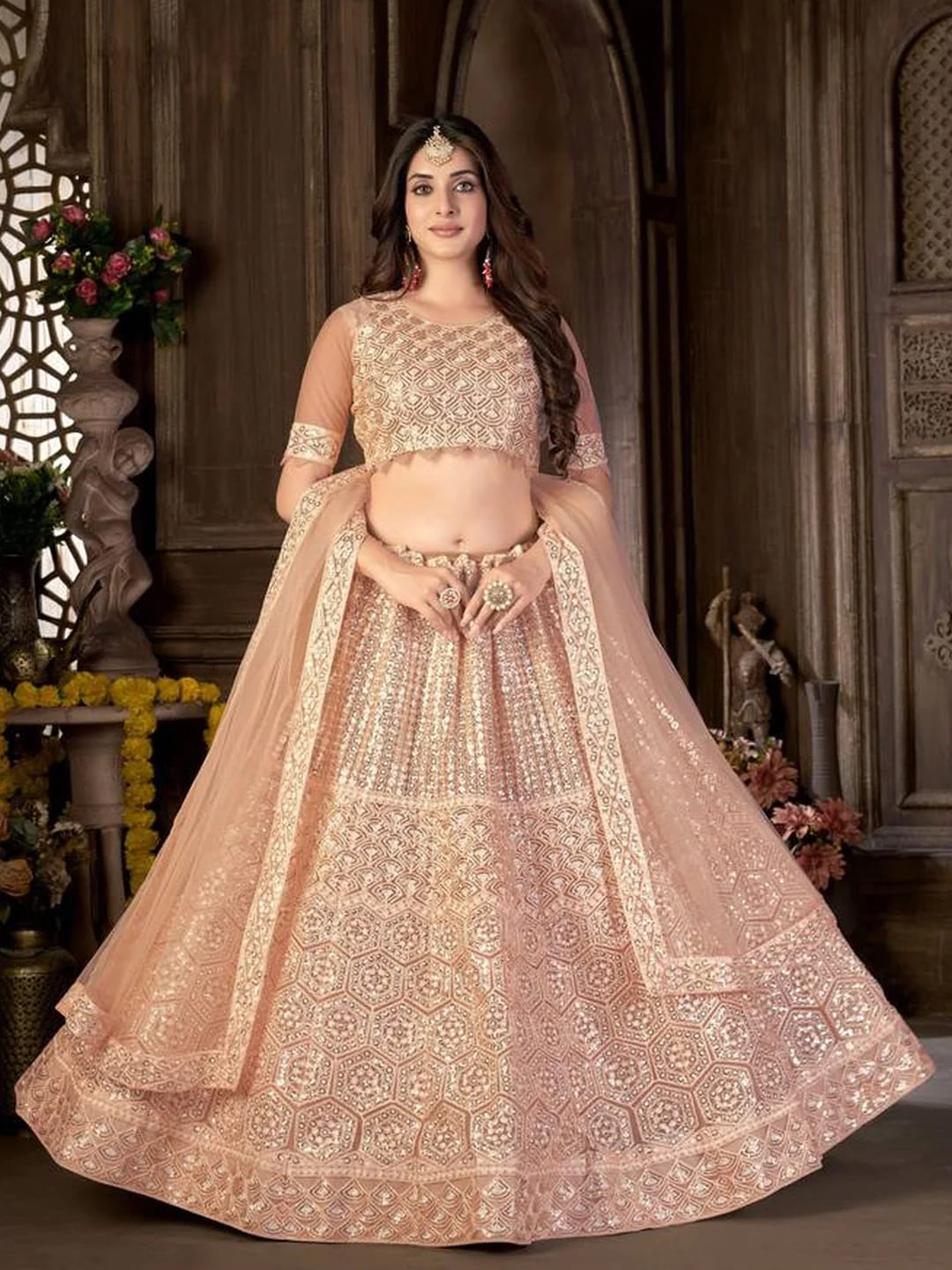 Weaved NET LEHENGA CHOLI