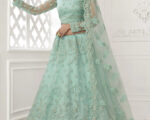 Blue Net Weaved Lehenga