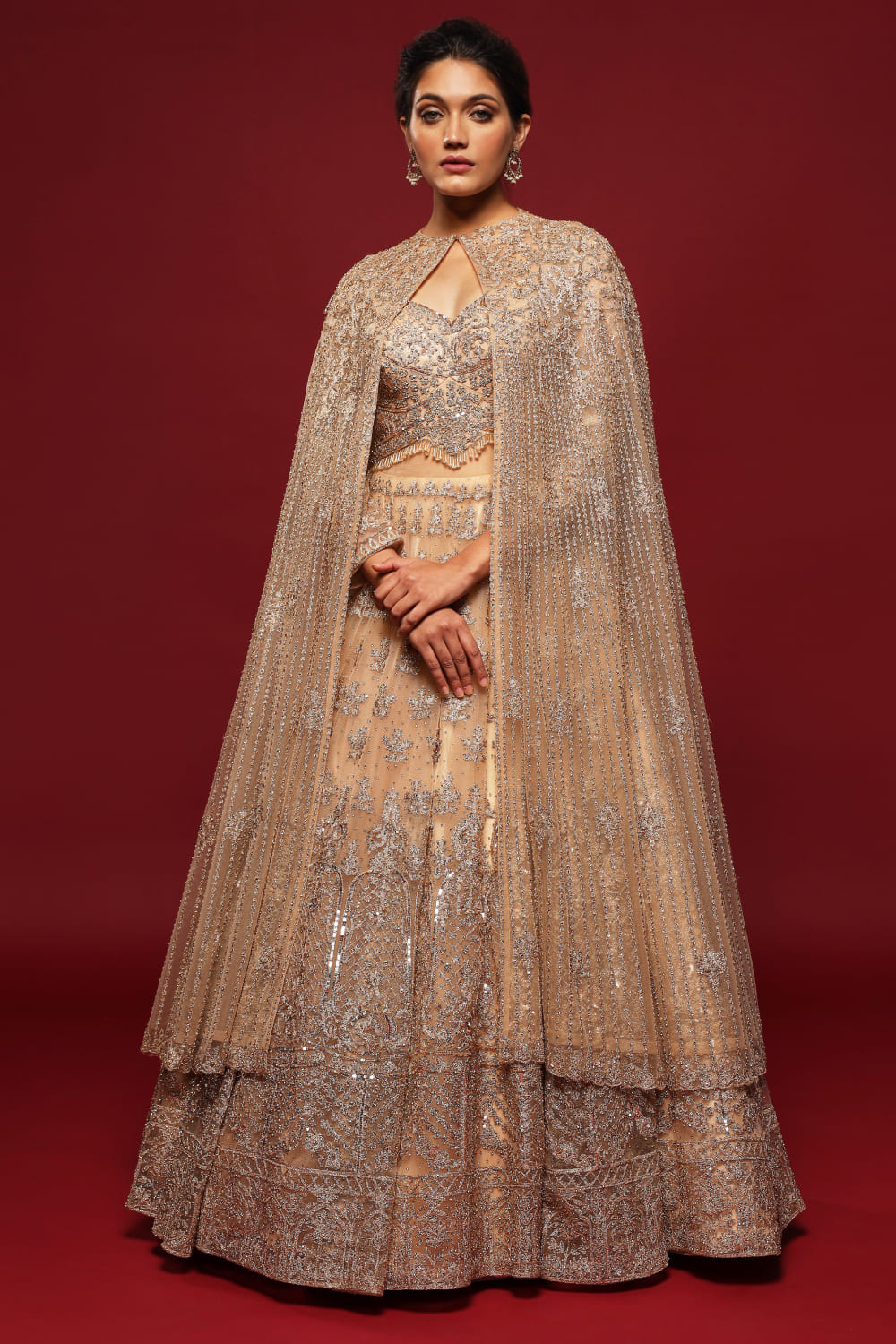 Indian LIGHT GOLD GOWN ZARI EMBROIDERY