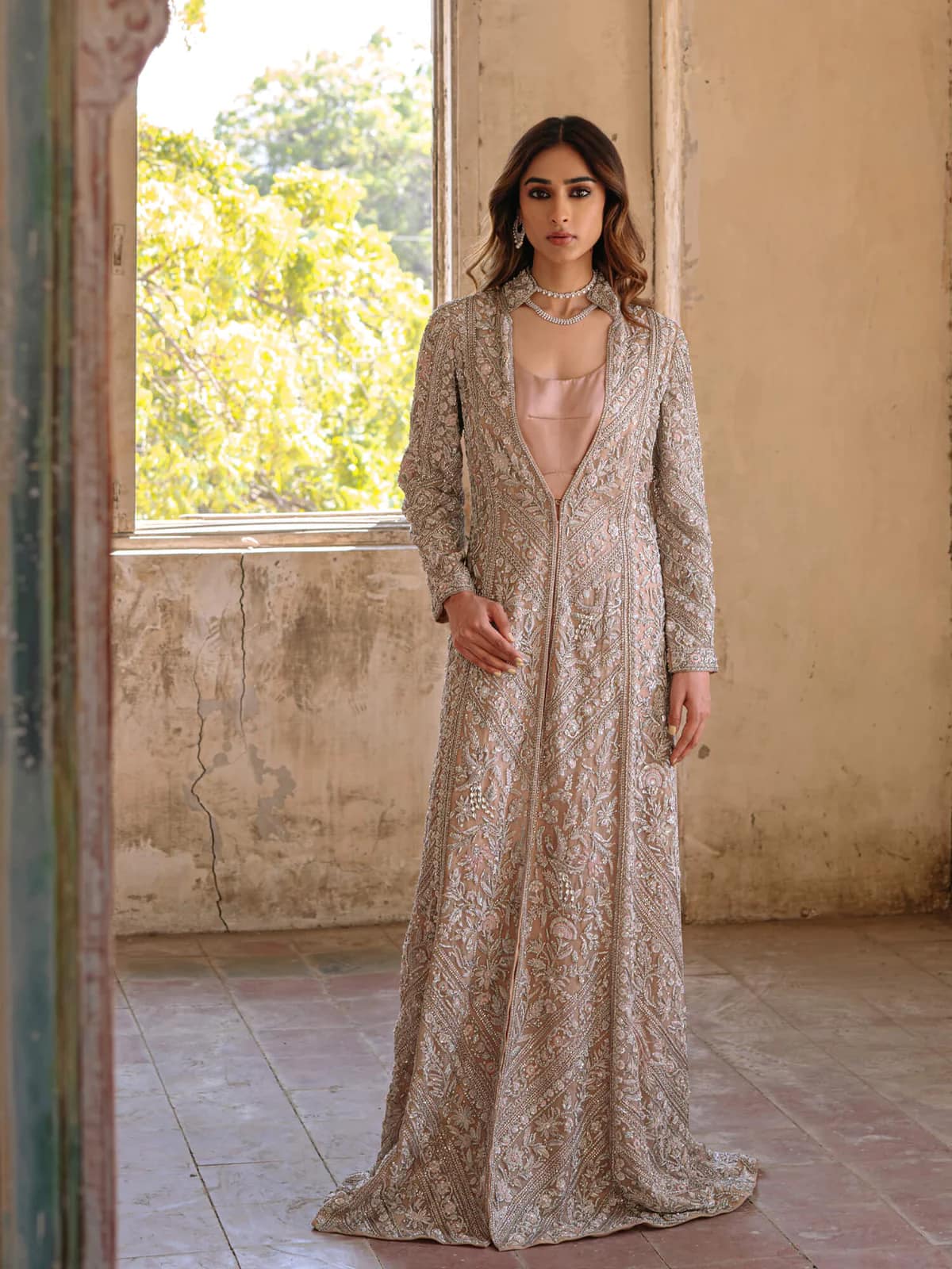 Premium Pakistani Embroidered Bridal Dress In Jacket Style