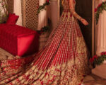 Pakistani Red Nikaah and Walima Extended Trail Gown