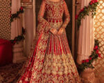 Red Pakistani Nikaah and Walima Long Trail Gown