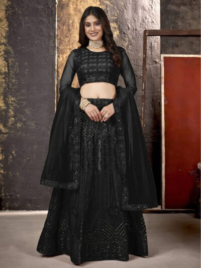 EMBROIDED NET LEHENGA CHOLI