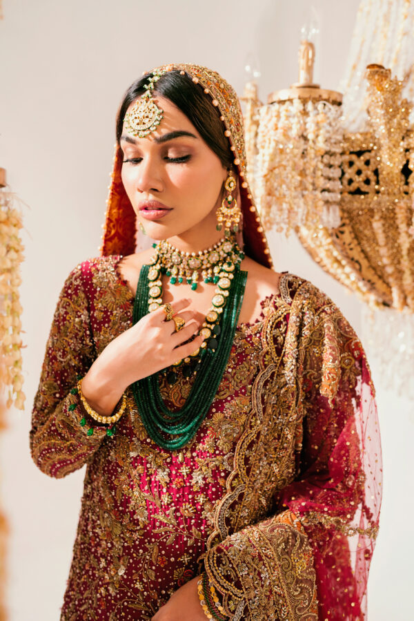 Pakistani Embroidered Bridal Dress Farshi Lehenga Gown Style