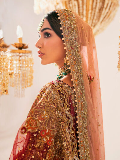 Pakistani Embroidered Bridal Dress Farshi Lehenga Gown Style