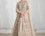 Pakistani Embellished Bridal Dress In Open Gown Lehenga Style