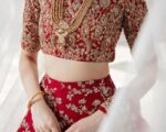 Pakistani Elegant Maroon Bridal Embroidered Lehenga Choli Dress