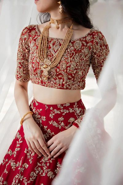 Pakistani Elegant Maroon Bridal Embroidered Lehenga Choli Dress