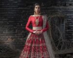 Pakistani Embellished Royal Red Velvet Lehenga Bridal Dress