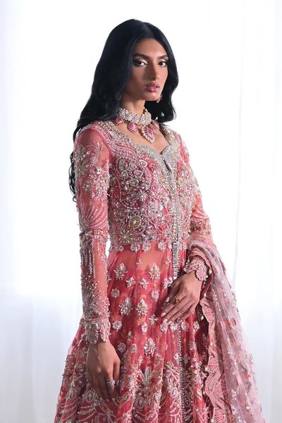 Pakistani Embellished Lehenga Gown And Dupatta Bridal Dress