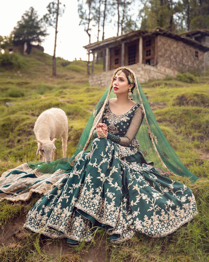 Pakistani Bridal Dress Emerald Green Gharara